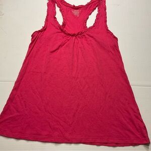 Old Navy Pink Tank Top Ruffle Detail Racerback Loose Fit Boho Women Sz S